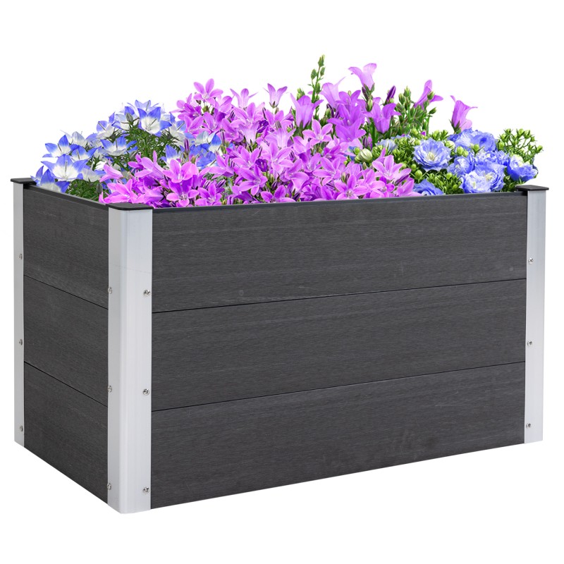 Ilmastikukindel alumiiniumist kõrgpeenar ilma põhjata, 100 × 50 × 55,5 cm, hall