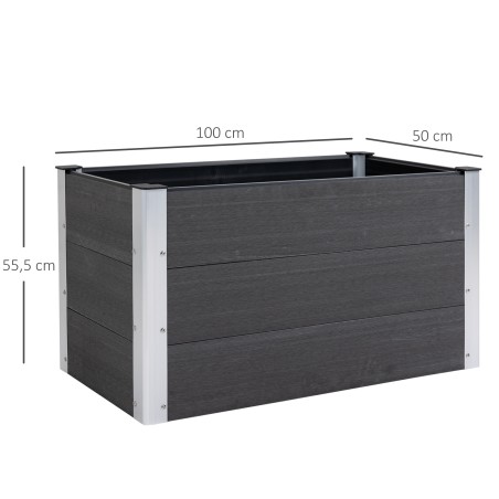 Ilmastikukindel alumiiniumist kõrgpeenar ilma põhjata, 100 × 50 × 55,5 cm, hall