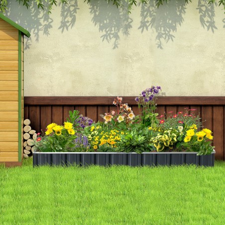 Terasest kõrgpeenar istutussiltide ja kinnastega, tumehall, 258 × 90 × 30 cm