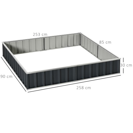 Terasest kõrgpeenar istutussiltide ja kinnastega, tumehall, 258 × 90 × 30 cm