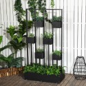 Musta raamiga naturaalsest puidust modulaarne taimekast 90 × 45 × 170 cm