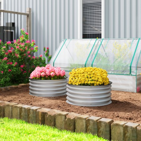2-osaline modulaarsete metallist kõrgpeenarde komplekt, Ø60 × 30 cm, hõbedane