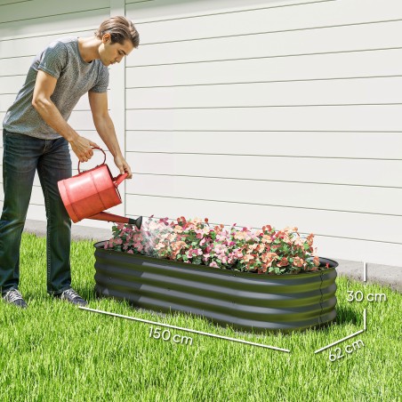 Modulaarne metallist kõrgpeenar kaitstud servade ja avatud põhjaga, 150 × 62 × 30 cm, tumehall