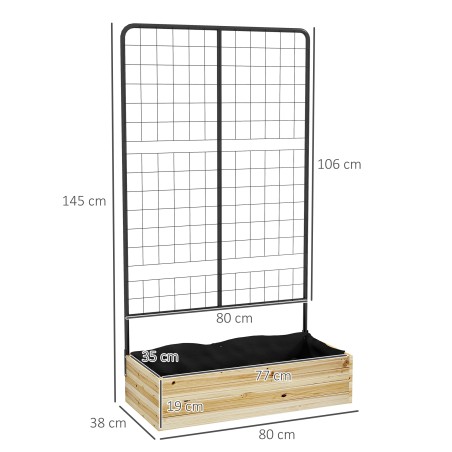 Kõrgpeenar ronimisvõre ja fliisist sisevoodriga, puit ja teras, 80 × 38 × 145 cm, must