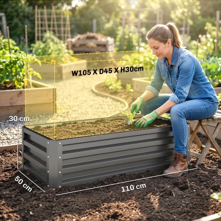 2-osaline metallist kõrgpeenarde komplekt, avatud põhjaga, 110 × 50 × 30 cm