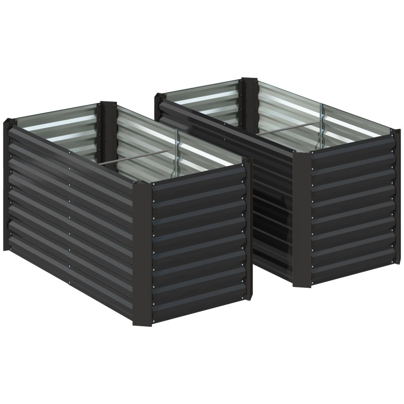2-osaline sügav metallist kõrgpeenarde komplekt, 120 × 60 × 60 cm, tumehall