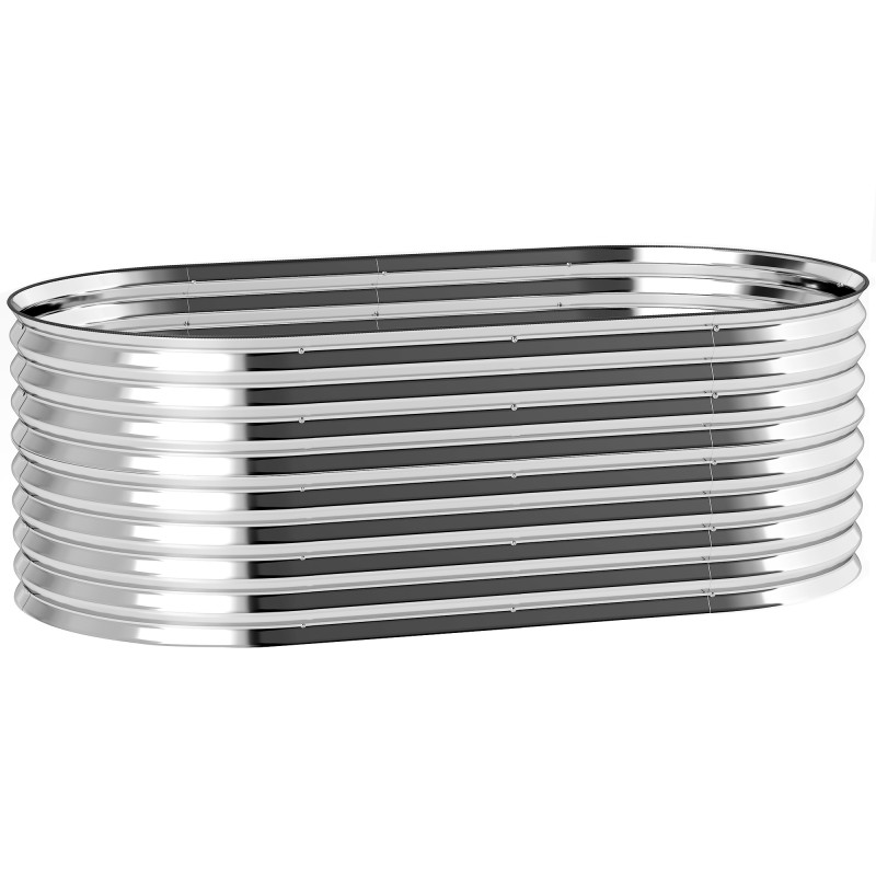 Metallist istutuskast turvaserva ja kinnastega, 160 × 80 × 56 cm, hall