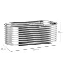 Metallist istutuskast turvaserva ja kinnastega, 160 × 80 × 56 cm, hall