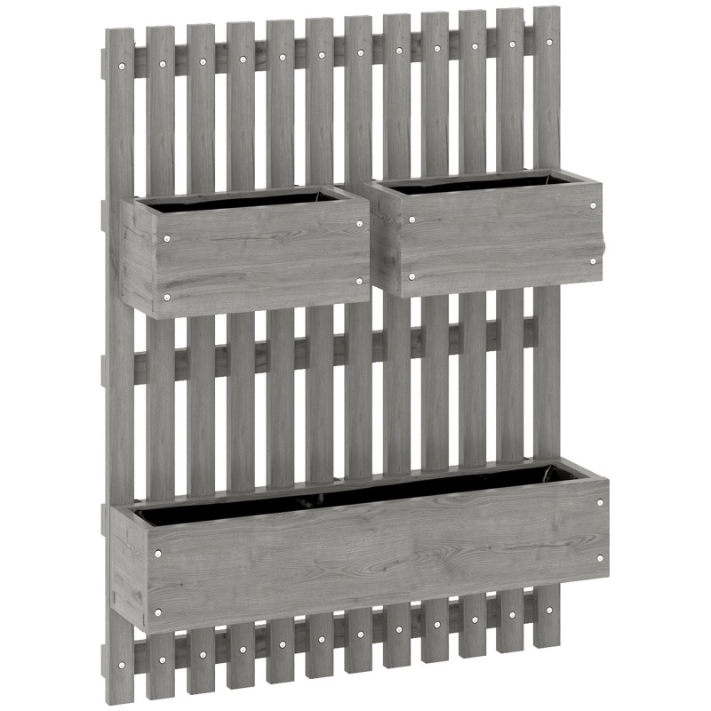 Täispuidust seinale kinnitatavate lillekastide komplekt, 60 × 16 × 80 cm