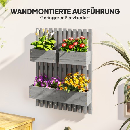 Täispuidust seinale kinnitatavate lillekastide komplekt, 60 × 16 × 80 cm
