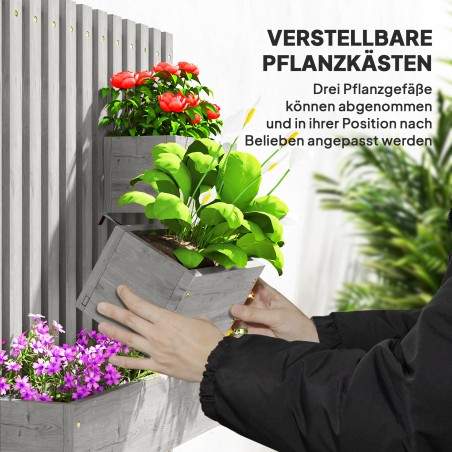 Täispuidust seinale kinnitatavate lillekastide komplekt, 60 × 16 × 80 cm