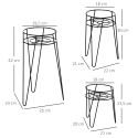 3-osaline metallist lillealuste komplekt, must, kuni Ø16 cm pottidele