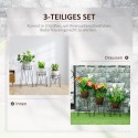 3-osaline metallist lillealuste komplekt, must, kuni Ø16 cm pottidele