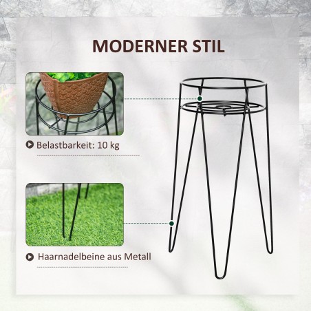 3-osaline metallist lillealuste komplekt, must, kuni Ø16 cm pottidele