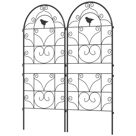 2-osaline metallist ronitaimevõre linnukujundusega, 50 × 120 cm, must