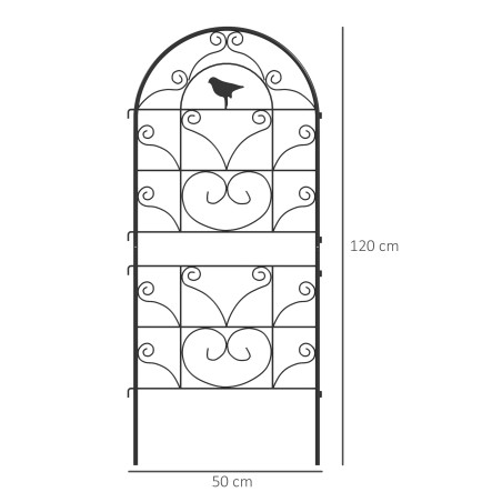 2-osaline metallist ronitaimevõre linnukujundusega, 50 × 120 cm, must