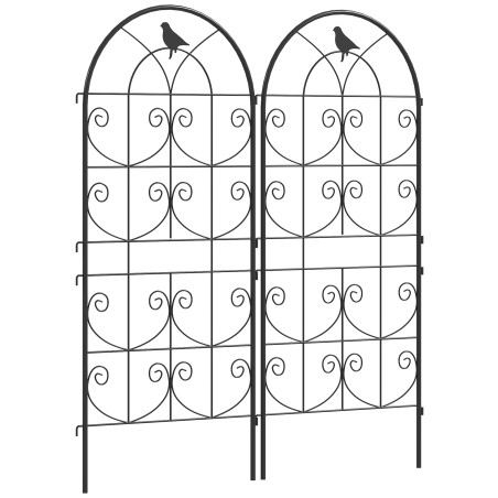 2-osaline metallist ronitaimevõre linnukujundusega, 50 × 120 cm, must