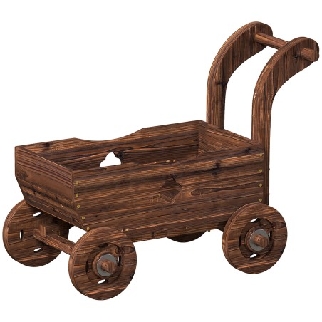 Puidust vankrikujuline kõrgpeenar 4 rattaga 68 × 38 × 52 cm