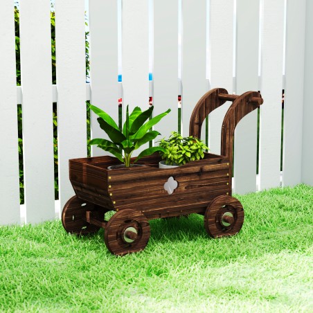 Puidust vankrikujuline kõrgpeenar 4 rattaga 68 × 38 × 52 cm