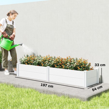 Plastist ühendatav kõrgpeenar külvikastina, 197 × 54 × 33 cm, valge