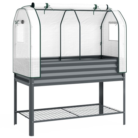 Metallist kõrgpeenar kasvuhoonekatte ja hoiuriiuliga, 120 × 55 × 140 cm