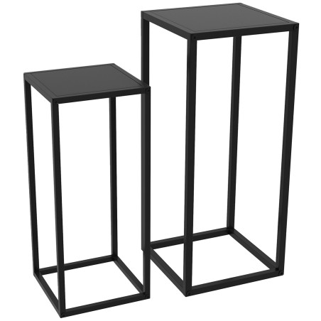 2-osaline Skandinaavia stiilis metallraamiga lillealuste komplekt, must