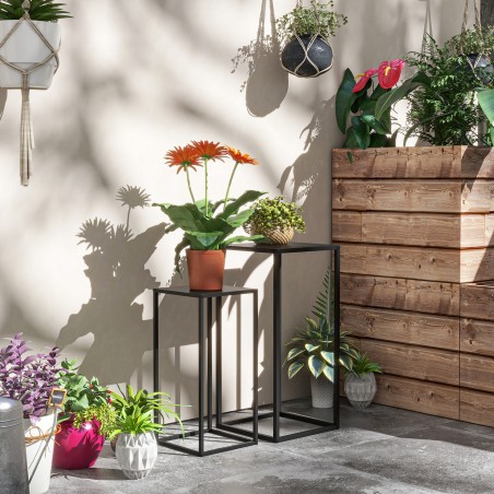 2-osaline Skandinaavia stiilis metallraamiga lillealuste komplekt, must