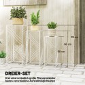 3-osaline metallist taimealuste komplekt, kõrgused 50, 60 ja 70 cm, valge