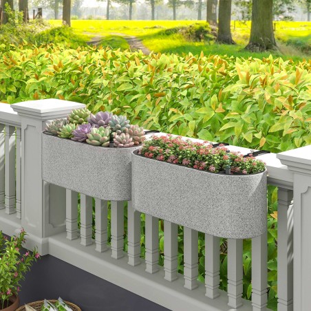 2-osaline rippuvate lillepottide komplekt drenaažiavade ja konksudega, helehall