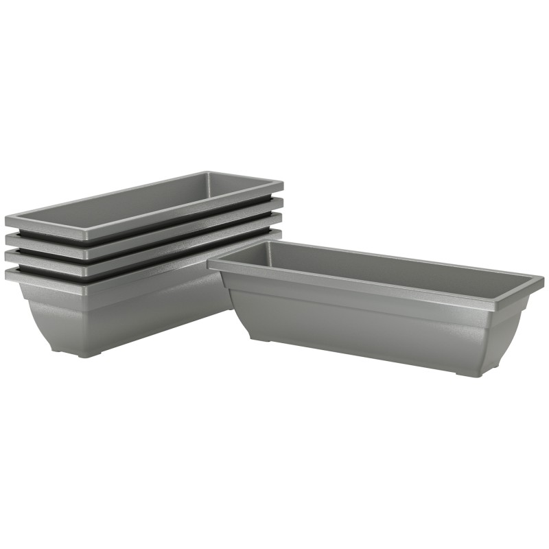 5-osaline plastikust lillepottide komplekt, 59 × 21 × 16 cm, hall
