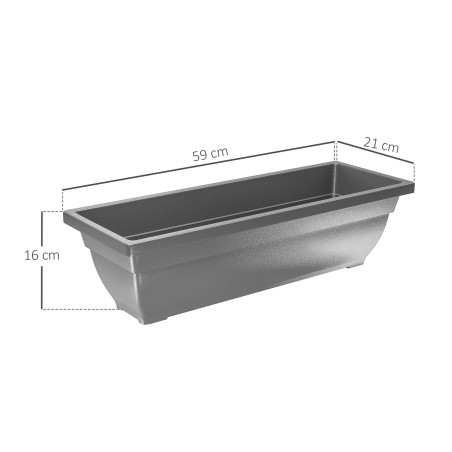 5-osaline plastikust lillepottide komplekt, 59 × 21 × 16 cm, hall