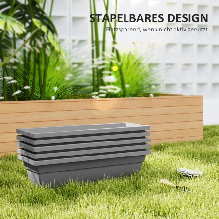 5-osaline plastikust lillepottide komplekt, 59 × 21 × 16 cm, hall