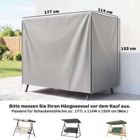 Veekindel ja tolmukindel aiakiige kate, polüester, hall, 177 × 114 × 152 cm