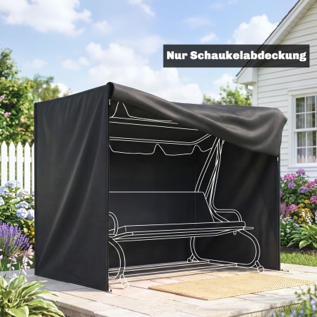Veekindel polüesterkate Hollywoodi kiigele, 220 × 125 × 172 cm, must