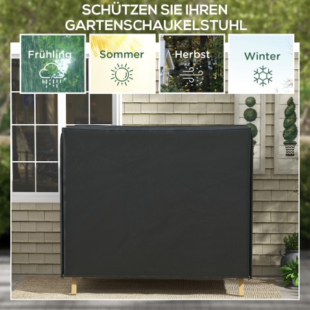 Veekindel polüesterkate Hollywoodi kiigele, 220 × 125 × 172 cm, must