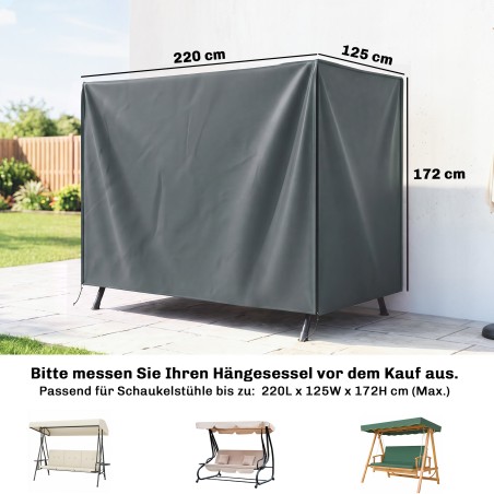 Veekindel kate kolmekohalisele aia-kiikdiivanile – Oxford-kangas, 220 x 125 x 172 cm, hall
