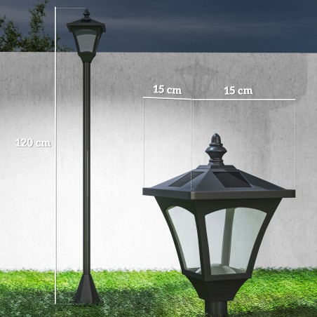 LED-päikeselatern aiapostiga, 30 luumenit, 120 cm, must
