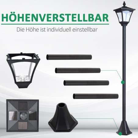 LED-päikeselatern aiapostiga, 30 luumenit, 120 cm, must