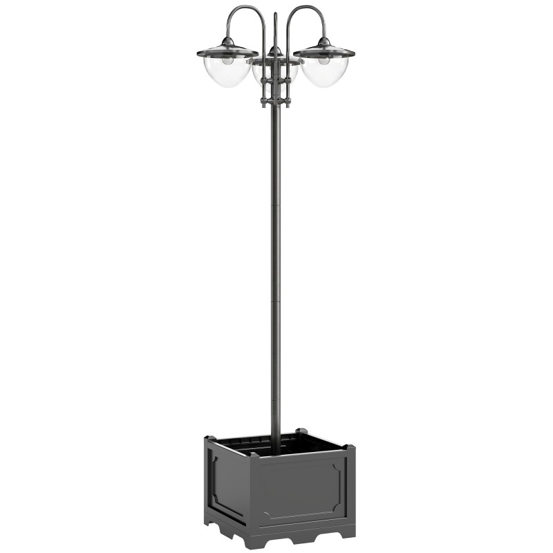Päikeseenergial töötav metallist aialatern lillepoti alusega, 189 cm