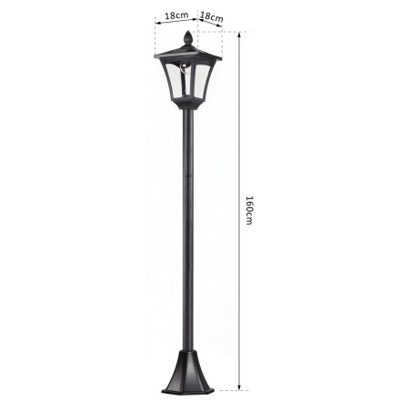 LED-päikeseaialatern roostevabast terasest, 160 cm, IP44, must