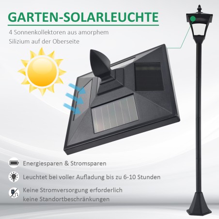 LED-päikeseaialatern roostevabast terasest, 160 cm, IP44, must