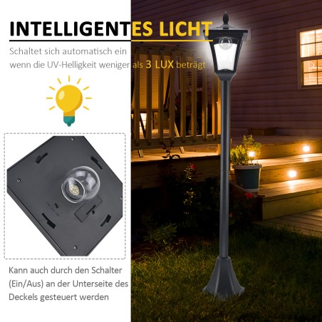 LED-päikeseaialatern roostevabast terasest, 160 cm, IP44, must
