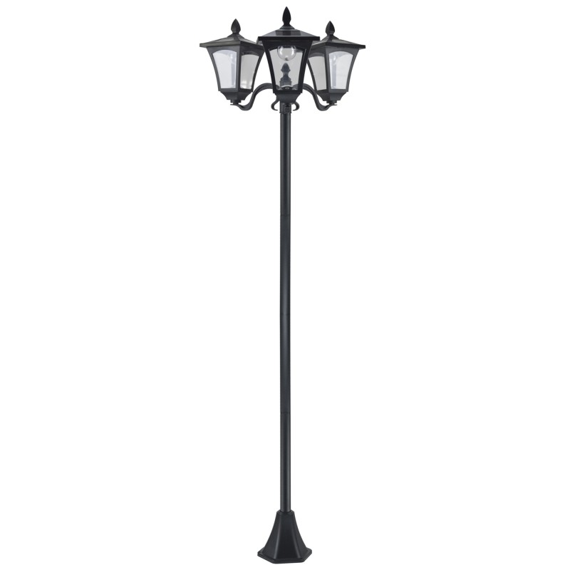 Kolme leegiga LED-päikeseaialatern roostevabast terasest, IP44, must