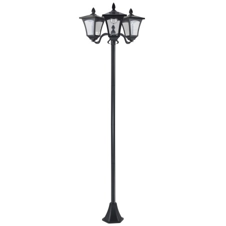 Kolme leegiga LED-päikeseaialatern roostevabast terasest, IP44, must