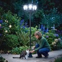 Kolme leegiga LED-päikeseaialatern roostevabast terasest, IP44, must