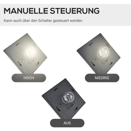 Kolme leegiga LED-päikeseaialatern roostevabast terasest, IP44, must