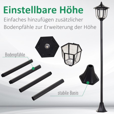 177 cm kõrgune päikesetoitel LED-aialatern, 30/60 lm, must