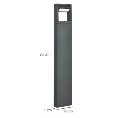LED-postvalgusti aeda, ilmastikukindel, tumehall, 16 × 5 × 90 cm