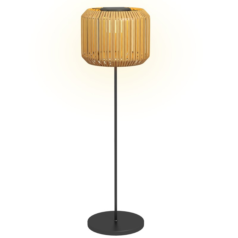 Rotangistiilis LED-päikesevalgusti aeda, Ø34 × 130 cm, must-kollane