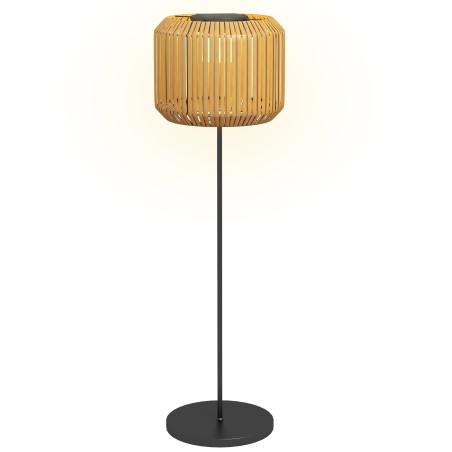 Rotangistiilis LED-päikesevalgusti aeda, Ø34 × 130 cm, must-kollane